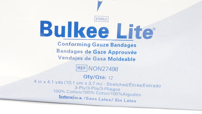Medline NON27498 Bulkee Lite Conforming Gauze Bandage 4inch x 4.1yds - Box of 3